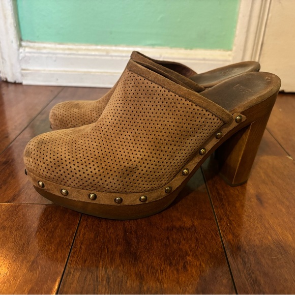 UGG Women's Perforated Suede Brown Mules - Picture 3 of 6